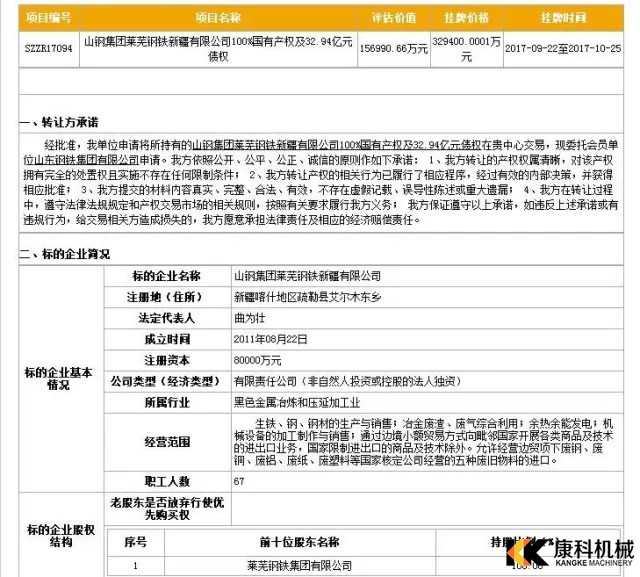 重磅！莱钢集团将以32.94亿元打包转让莱钢新疆有限公司！