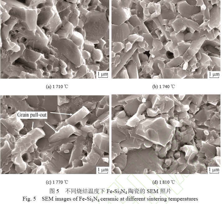 烧结温度对气压烧结氮化硅铁显微结构及性能的影响